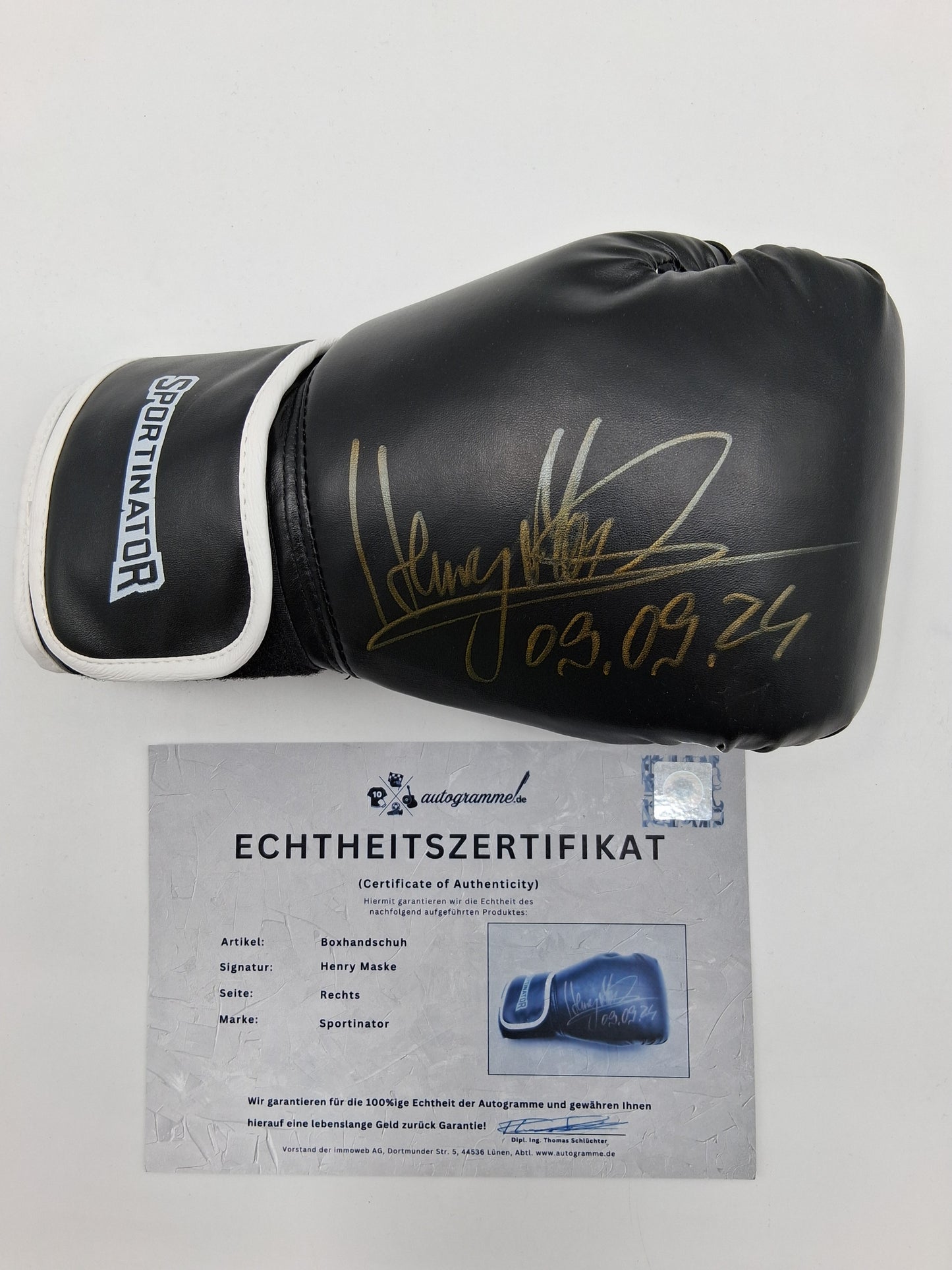Boxhandschuh Henry Maske signiert Unterschrift Autogramm Boxen COA