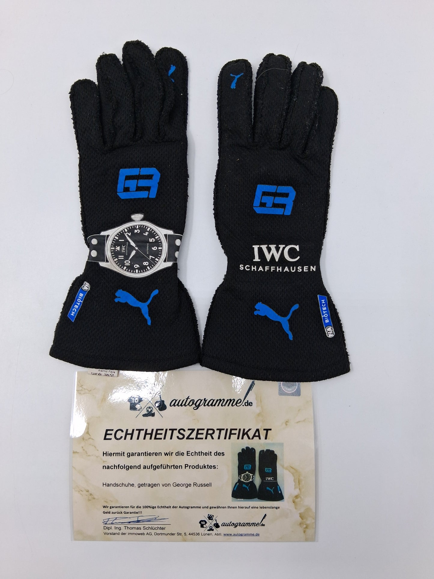 George Russell original getragene Fahrerhandschuhe England Formel 1