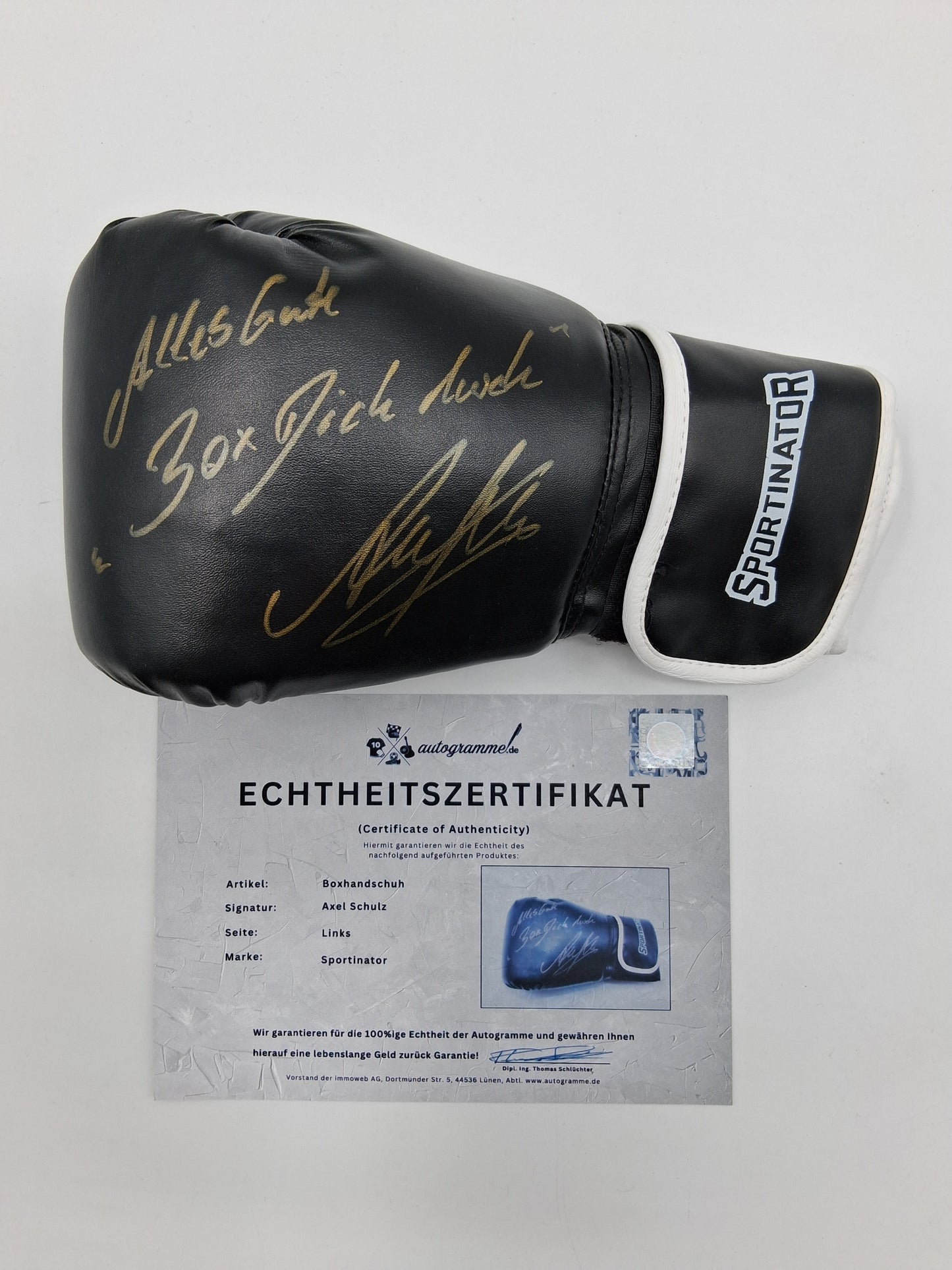 Boxhandschuh Axel Schulz signiert Unterschrift Autogramm Boxen COA