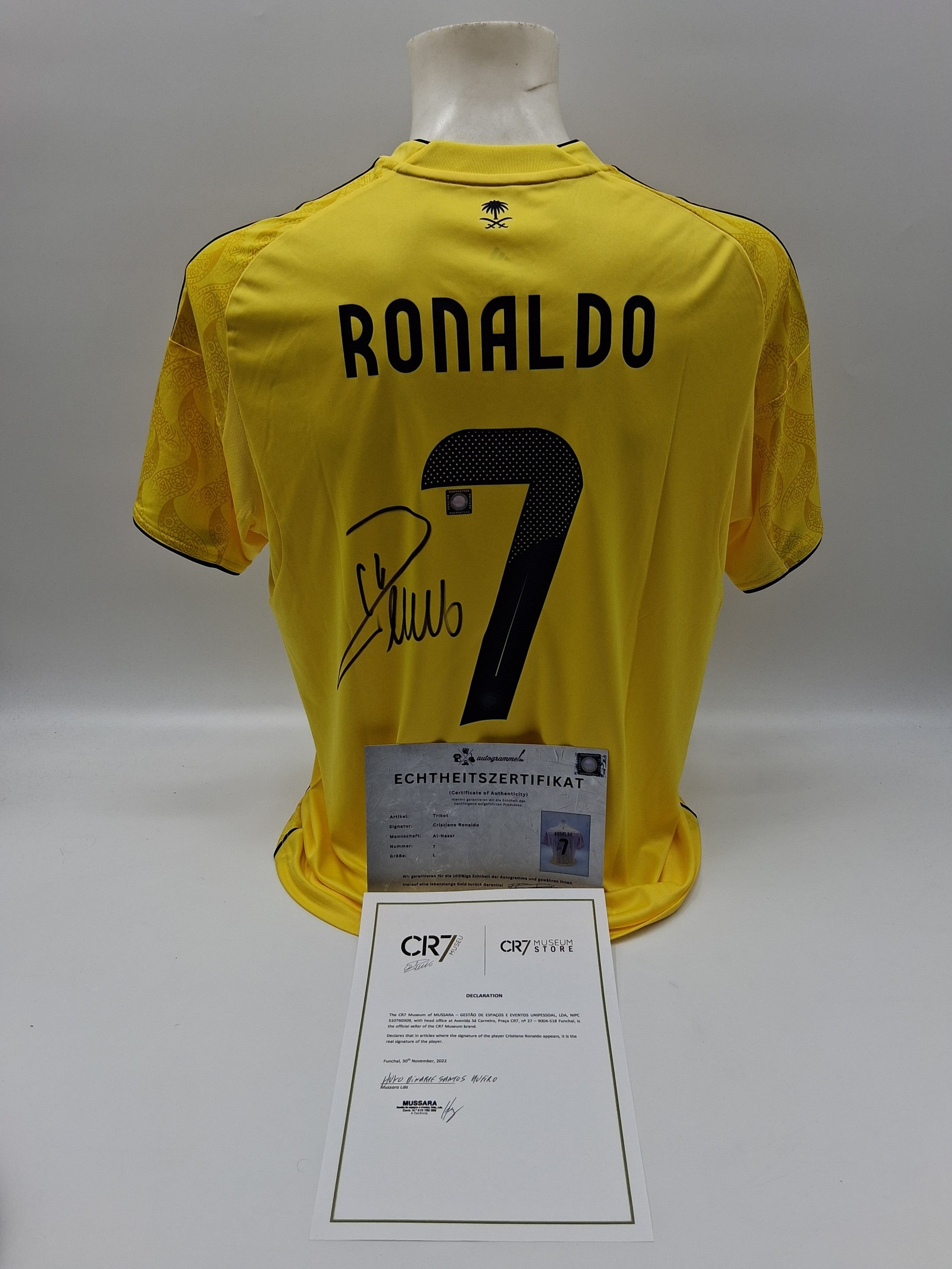 Al Nassr FC Jersey 25/26 Cristiano Ronaldo signed autograph football COA L