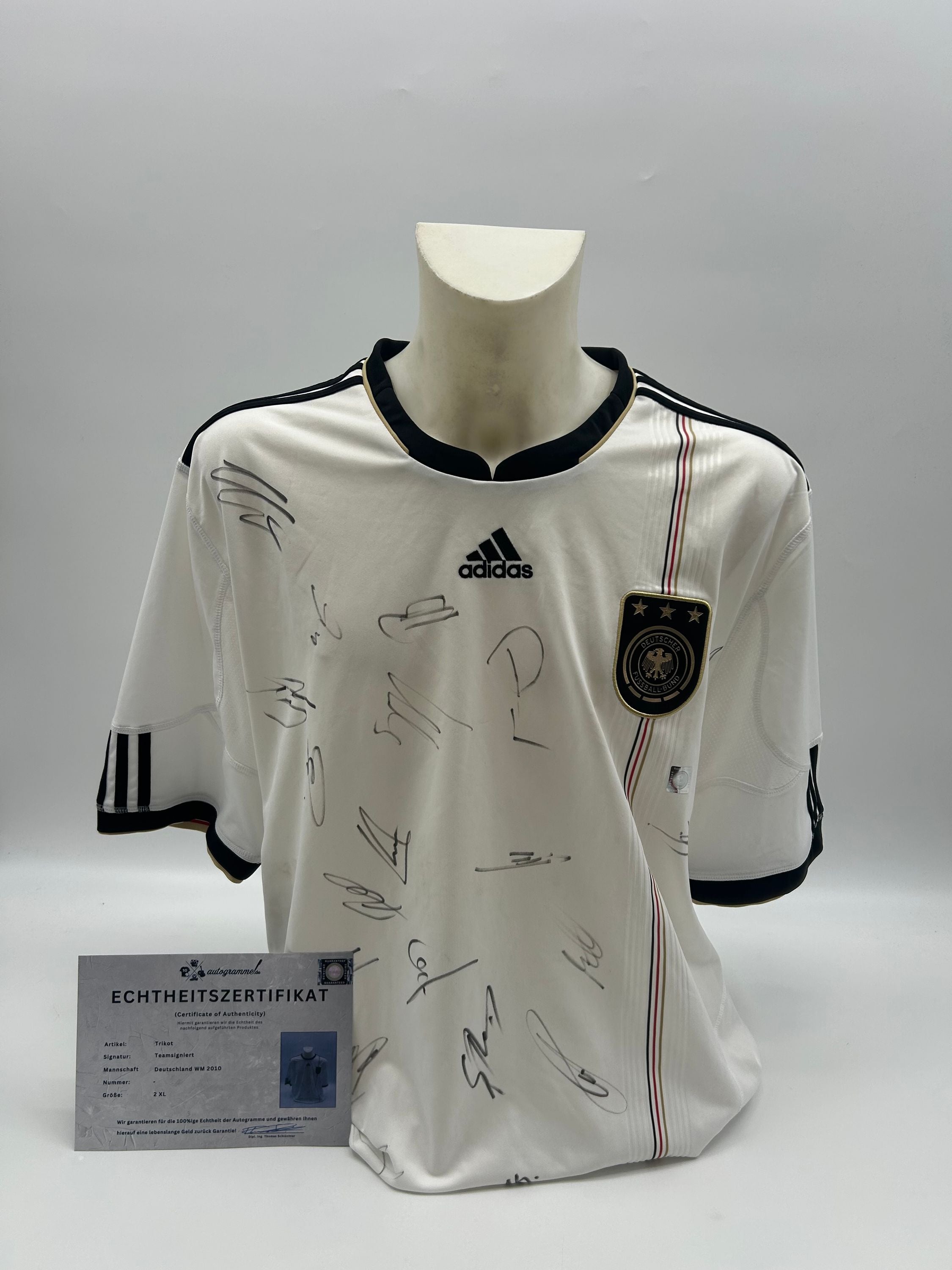 Deutschland Trikot WM 2010 Teamsigniert Autogramm Adidas Fußball DFB Größe 2XL