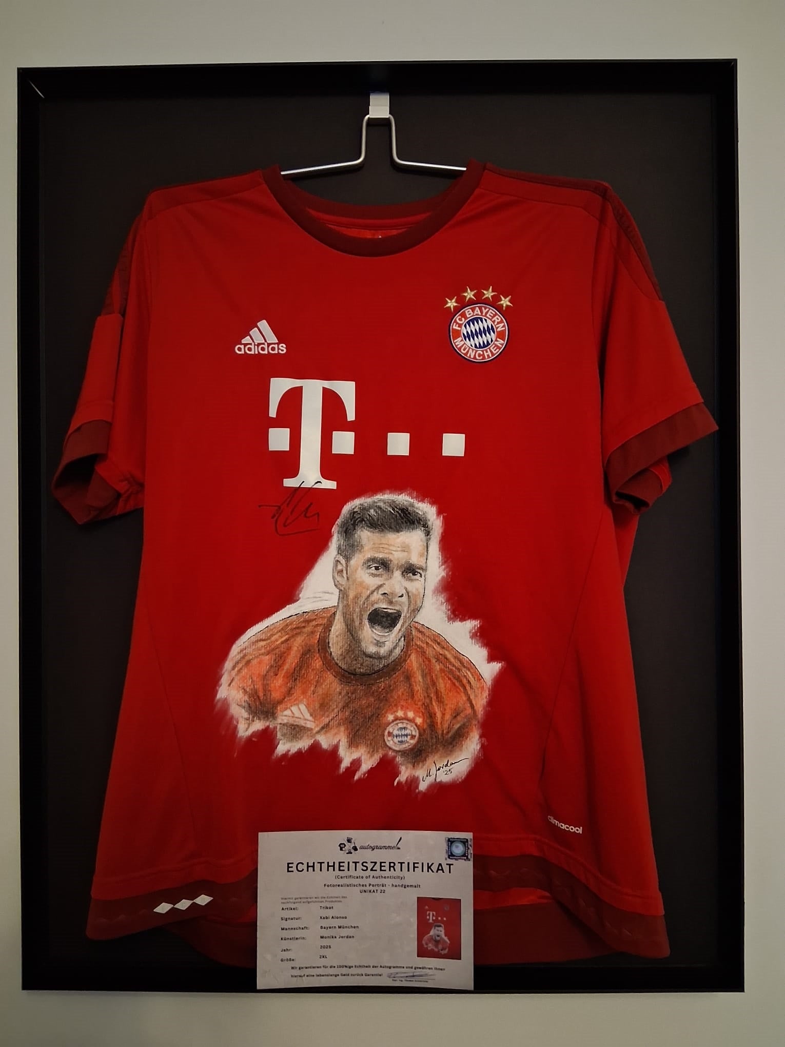 Bayern München Trikot Portrait Xabi Alonso handgemalt und signiert 2XL
