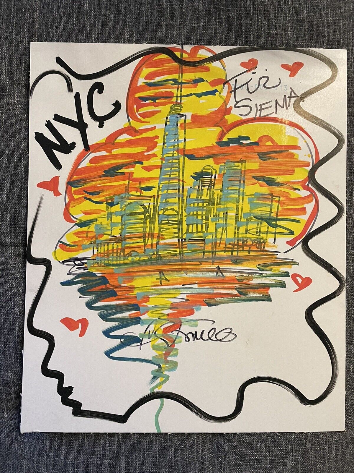 Unique drawing New York by Charles Fazzino 50x60cm signed autograph