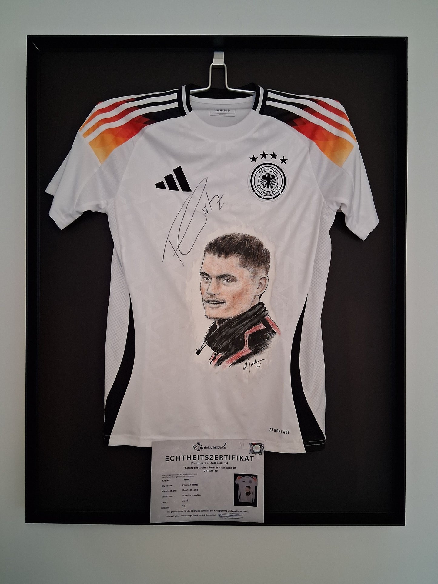 DFB jersey portrait Florian Wirtz hand painted and signed adidas XS