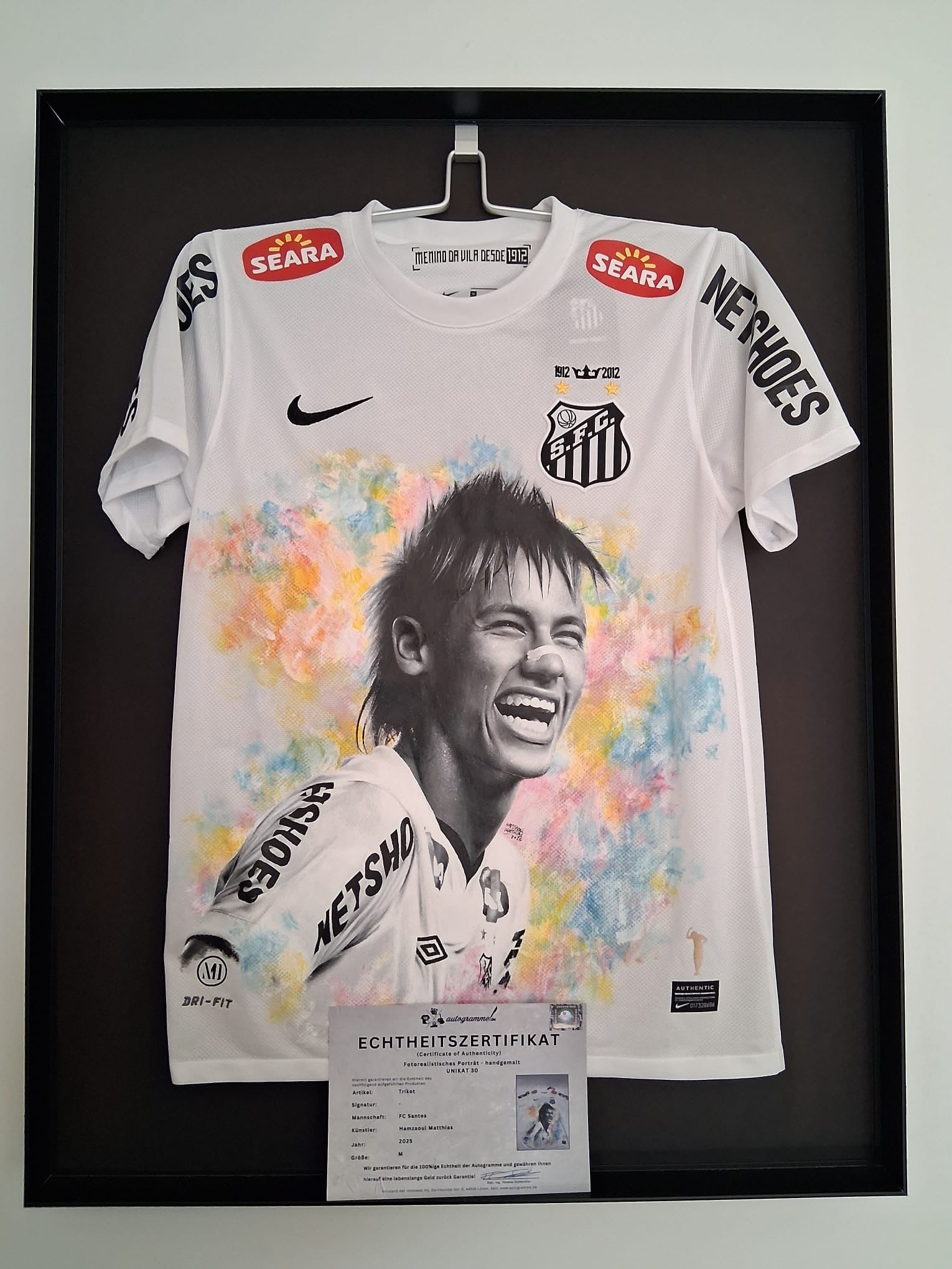 FC Santos Trikot Portrait Neymar handgemalt M