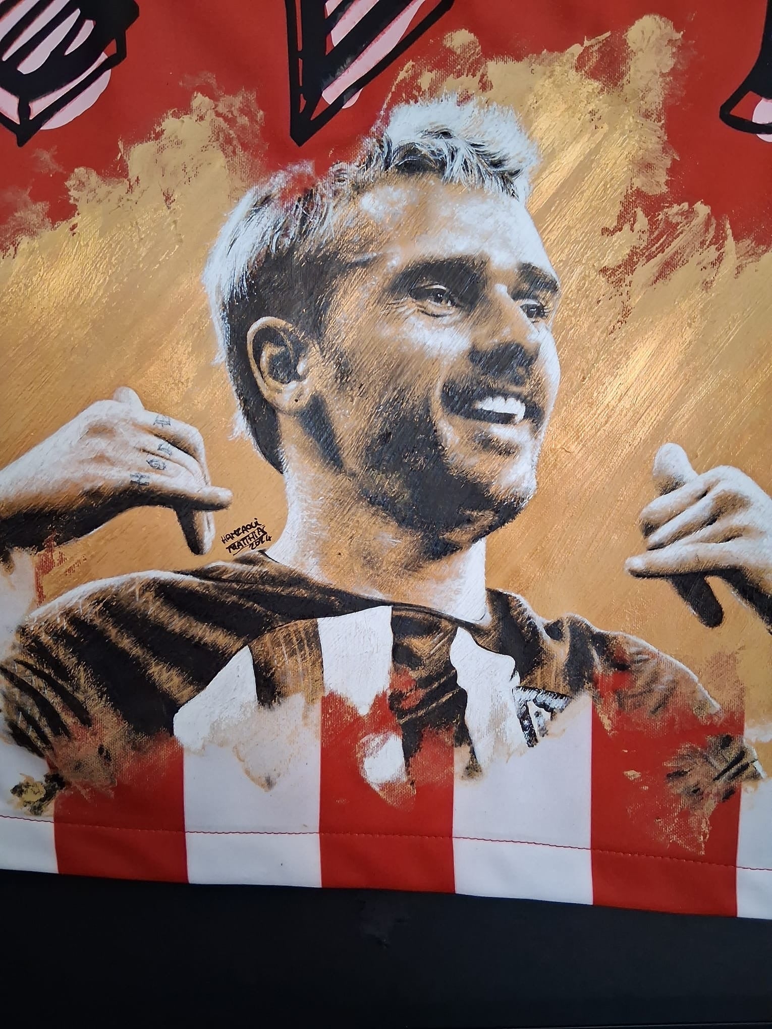 Atletico Madrid Trikot Portrait Antoine Griezmann handgemalt M