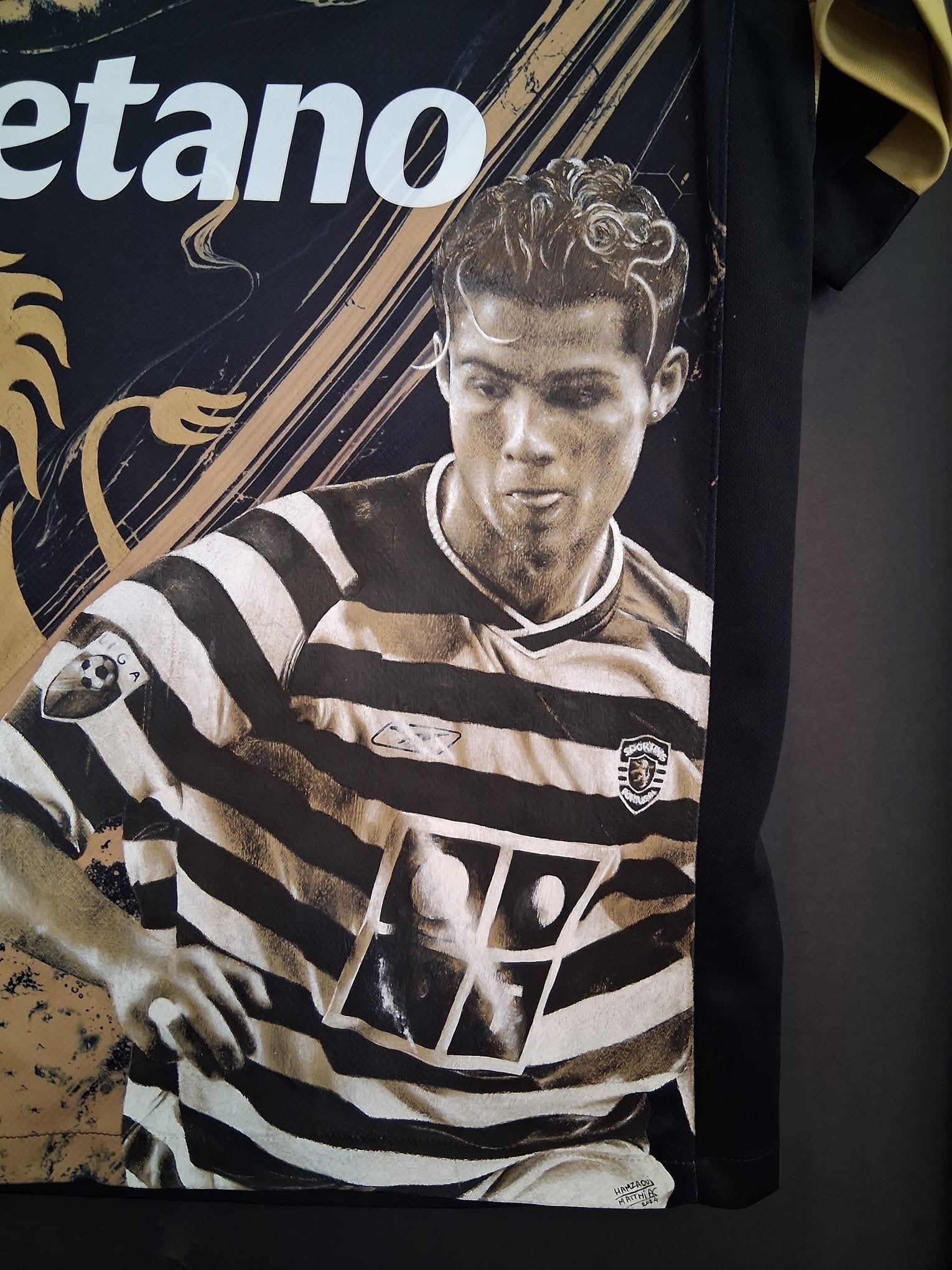 Sporting Lisbon jersey portrait Cristiano Ronaldo hand painted M