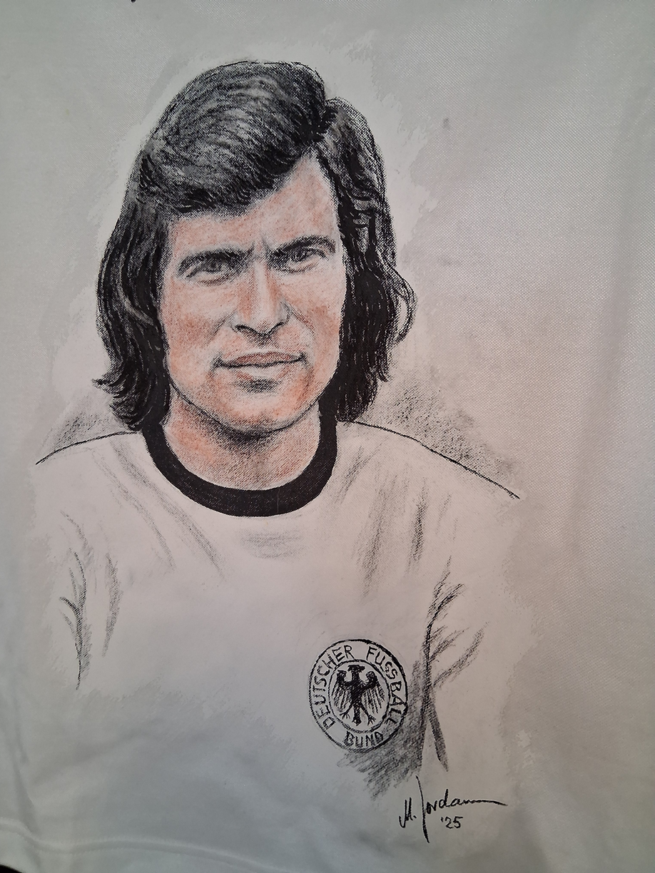 DFB jersey portrait Jupp Heynckes hand painted and signed S