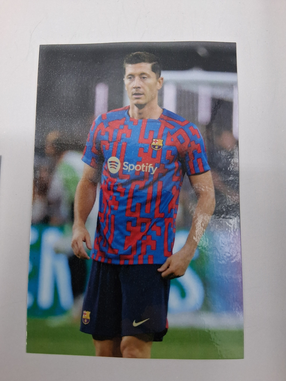 Kapitänsbinde Robert Lewandowski signiert im Rahmen FC Barcelona Fußball Autogramm