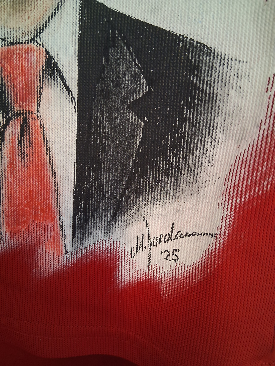 Bayern München Trikot Portrait Franz Beckenbauer handgemalt und signiert 2XL