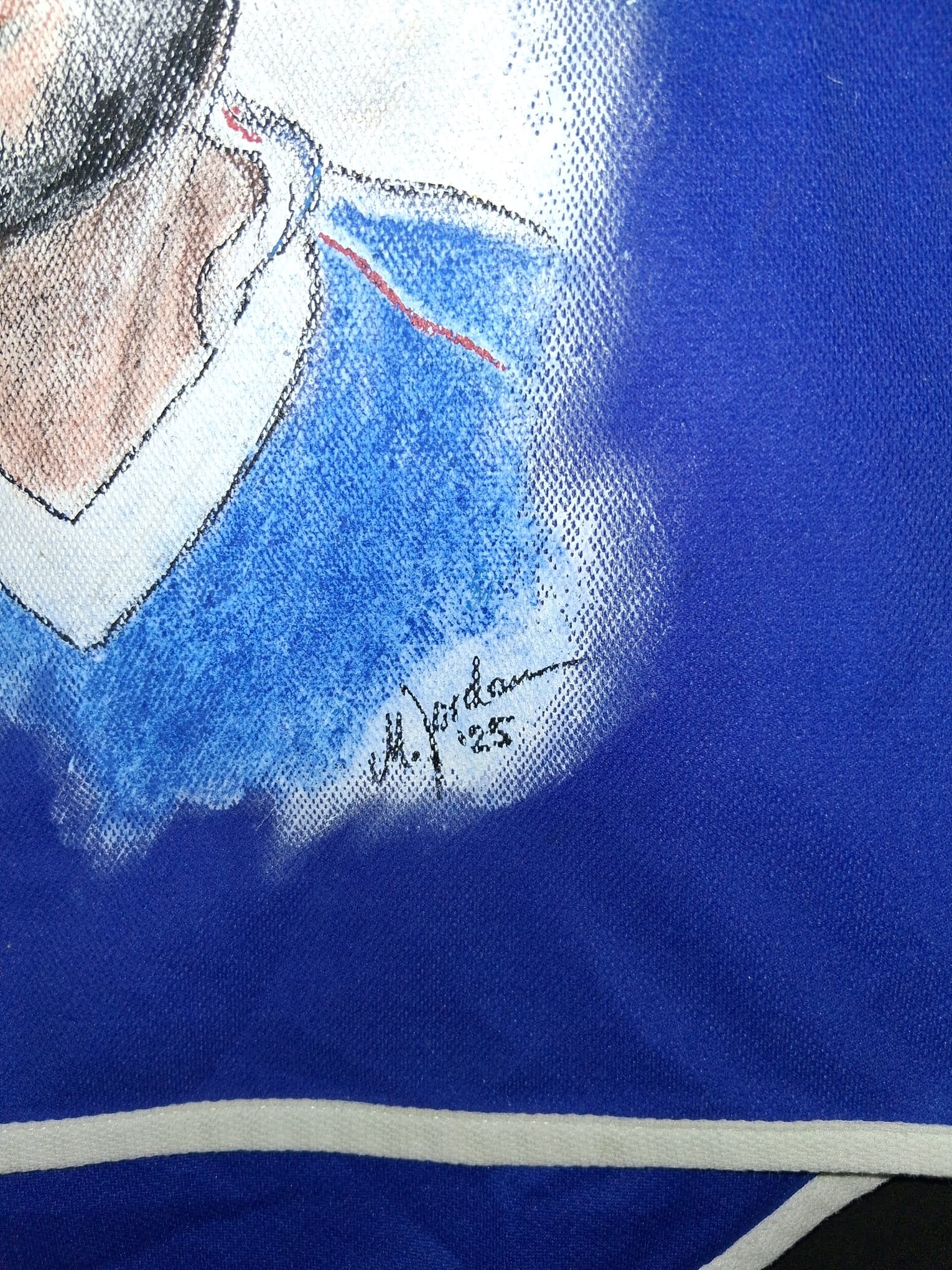 Frankreich Trikot Portrait Zinedine Zidane handgemalt und signiert 164