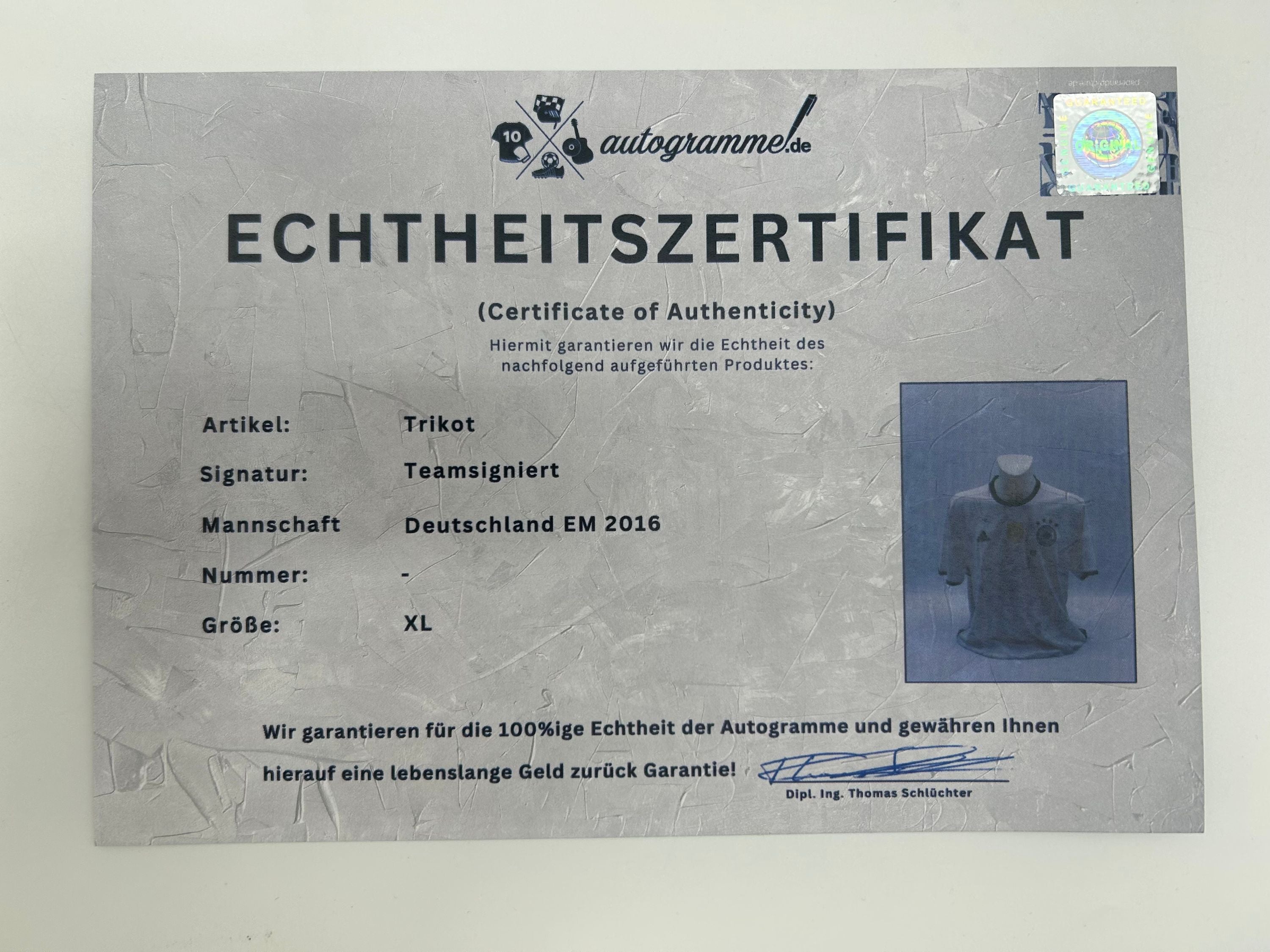 Deutschland Trikot EM 2016 Teamsigniert DFB Fußball COA Adidas Autogramm XL