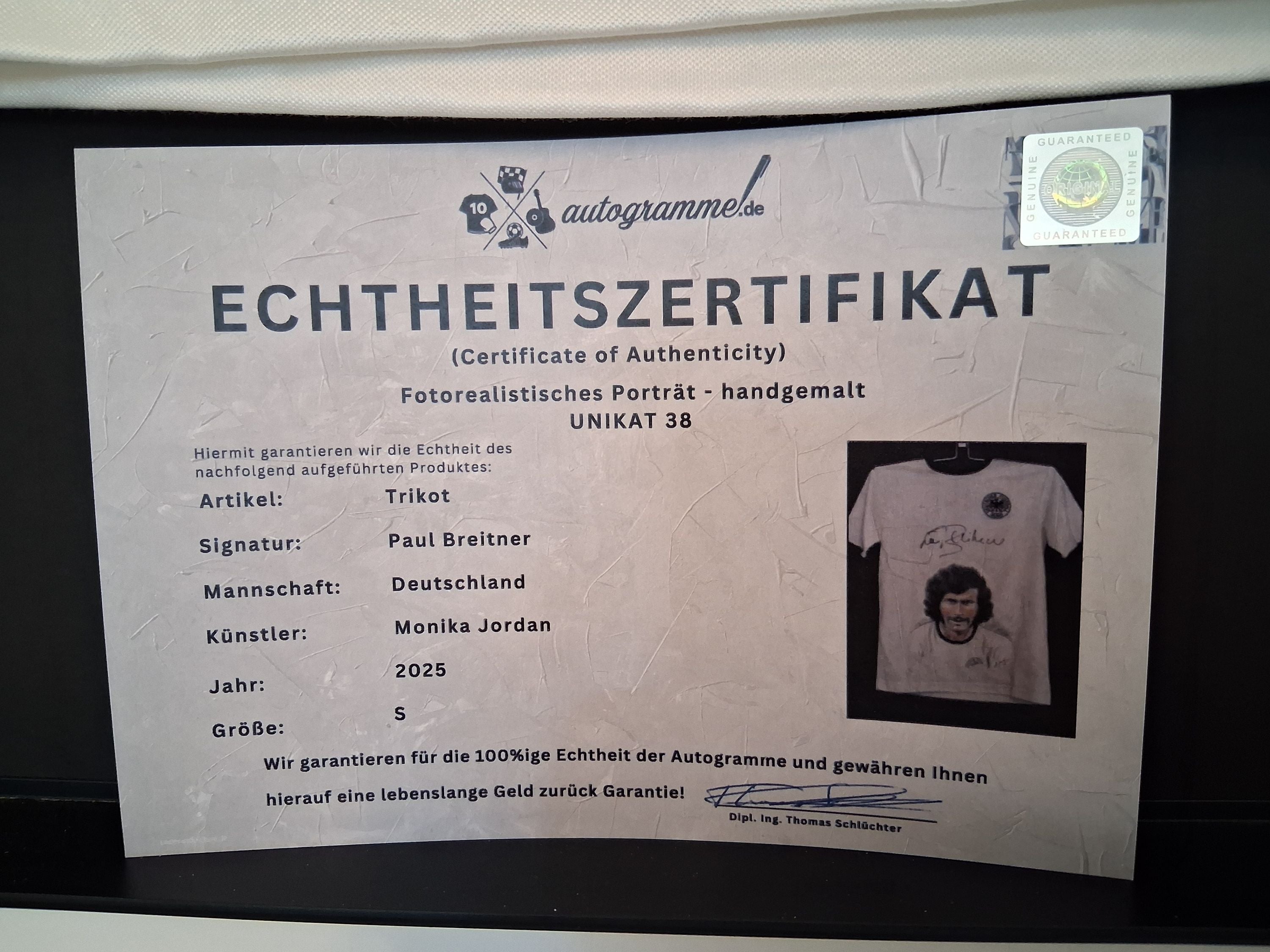 DFB Trikot Portrait Paul Breitner handgemalt und signiert S