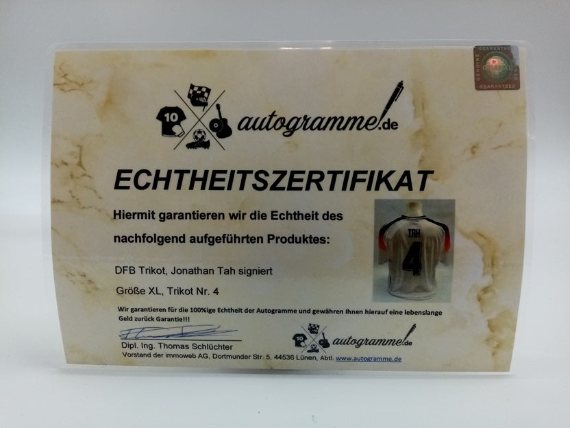 DFB jersey jonathan tah signed Germany DFB Autogram Adidas EM 2024 XL