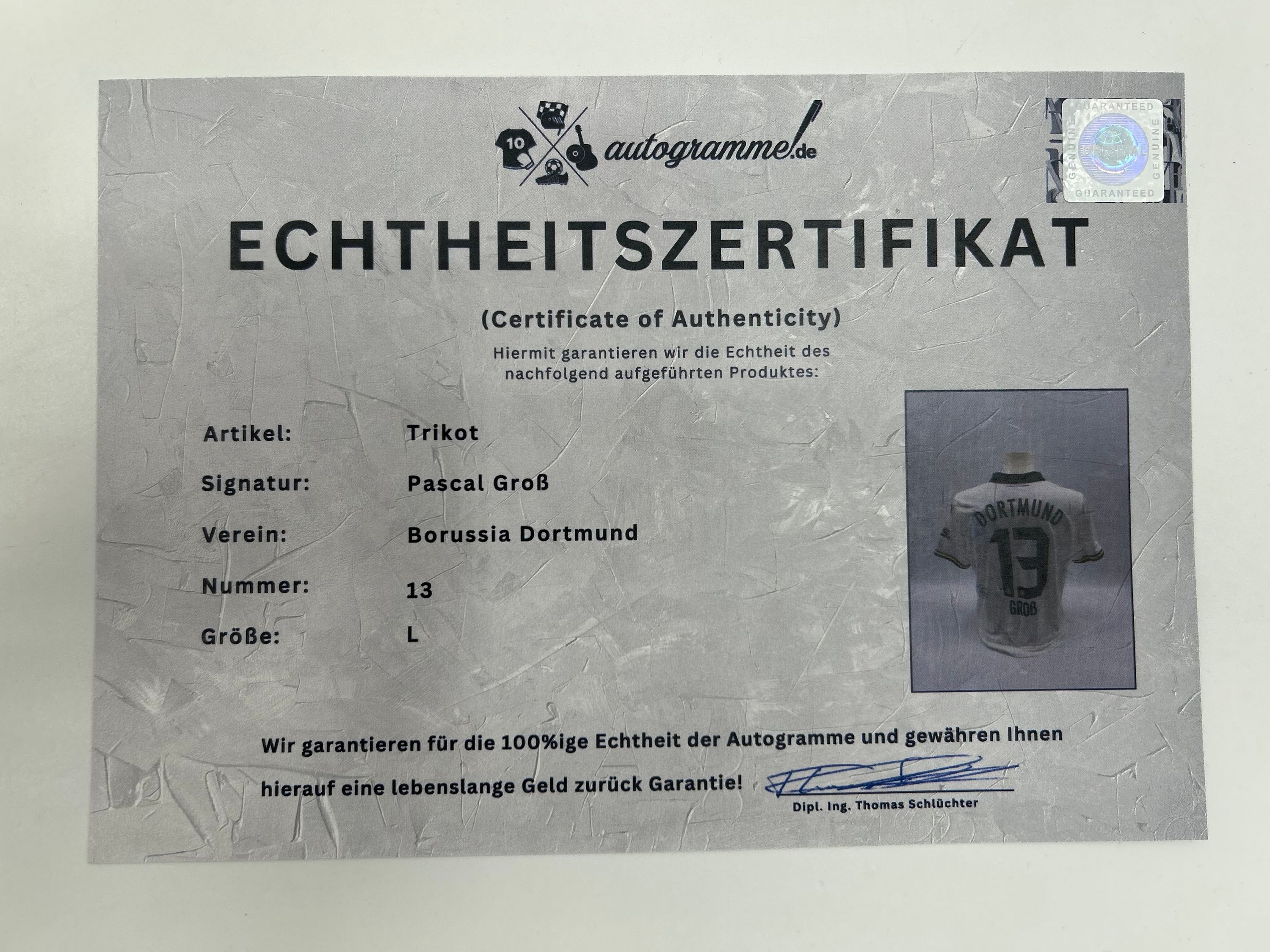 Borussia Dortmund Trikot Pascal Groß signiert Autogramm Puma L
