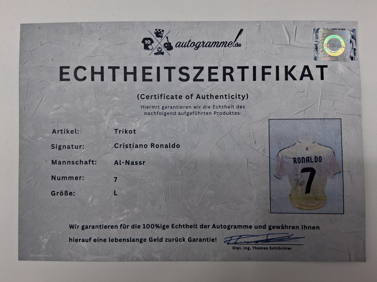 Al Nassr FC Trikot 25/26 Cristiano Ronaldo signiert Autogramm Fußball COA L