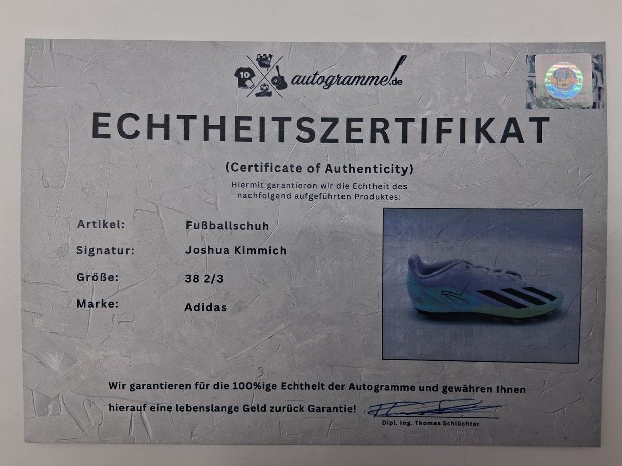Fußballschuh Joshua Kimmich signiert Autogramm Bundesliga Adidas 38 2/3