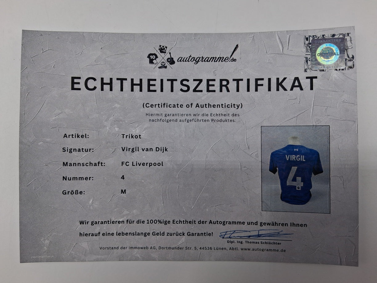 FC Liverpool Trikot Virgil van Dijk signiert Autogramm Nike Neu M