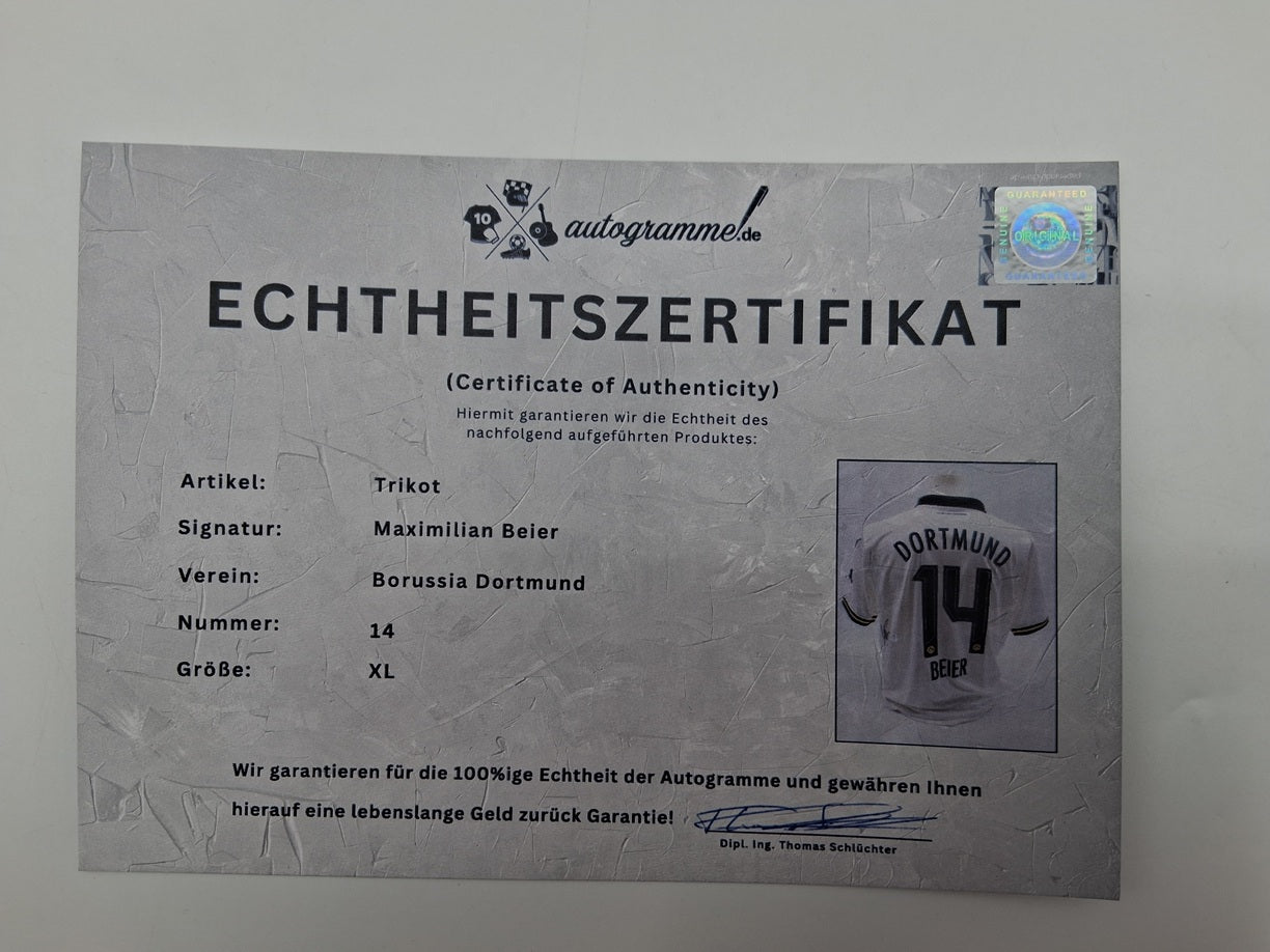 Borussia Dortmund Trikot Maximilian Beier signiert BVB Bundesliga Puma XL