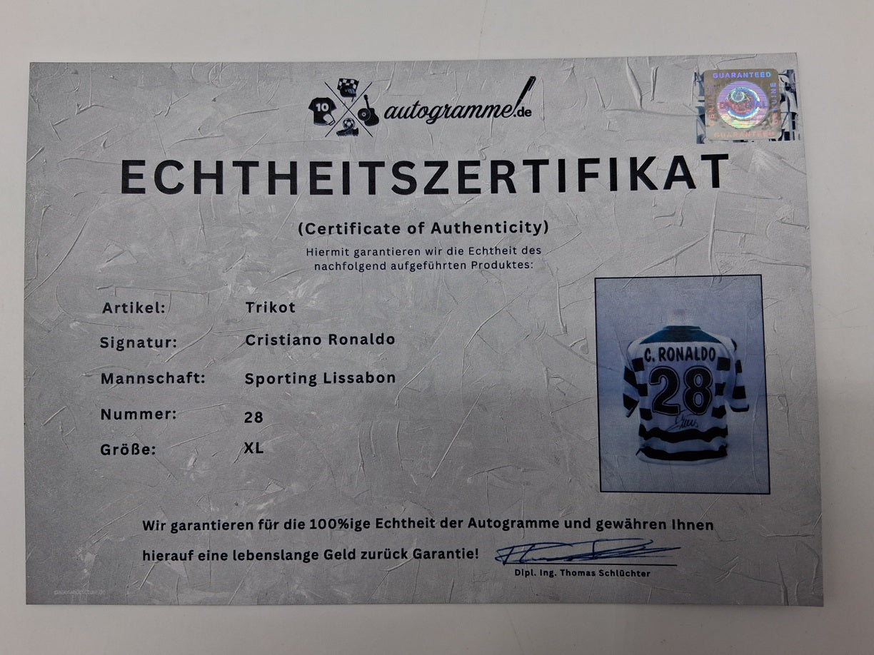 Sporting Lissabon Trikot Cristiano Ronaldo signiert Autogramm Fußball COA XL
