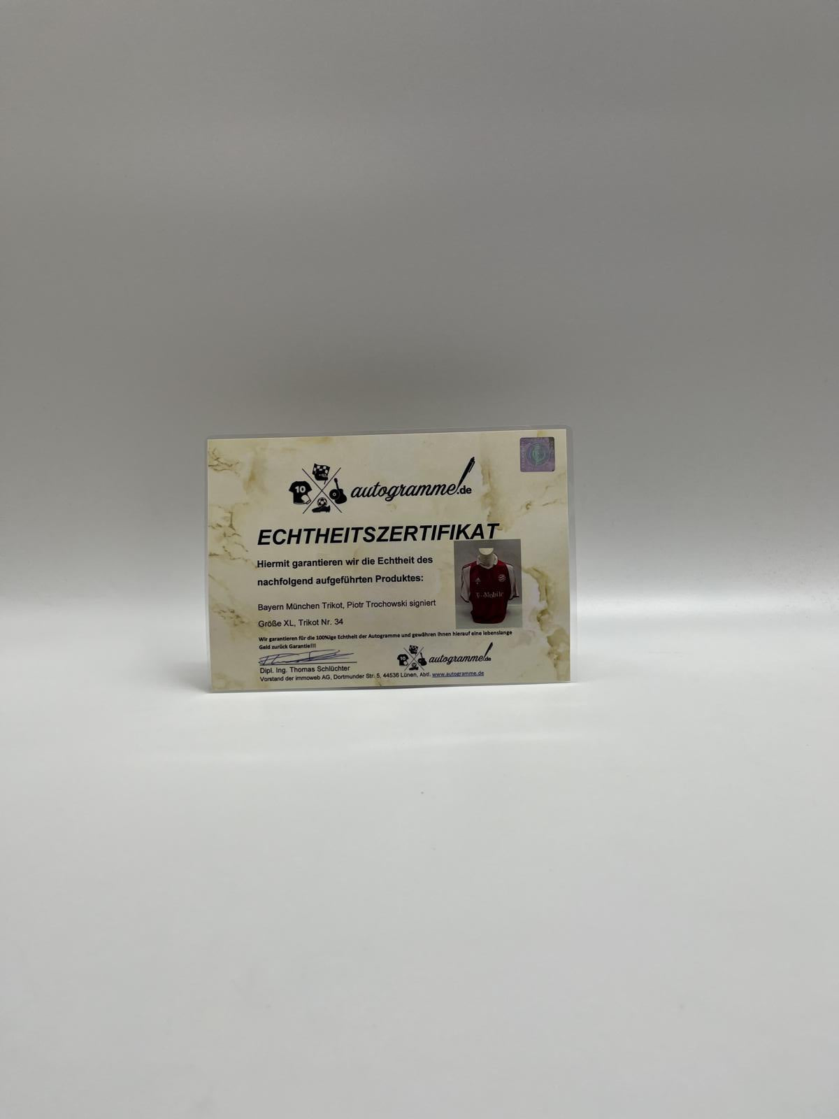 Bayern Munich jersey Piotr Trochowski signed Adidas FCB Autogram COA XL