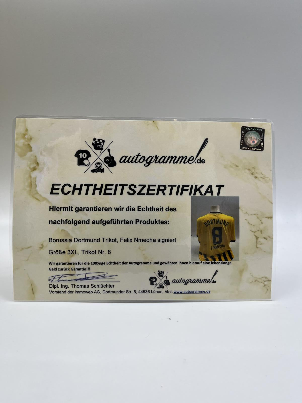 Borussia Dortmund jersey felix nmecha signed BVB autograph PUMA 3XL