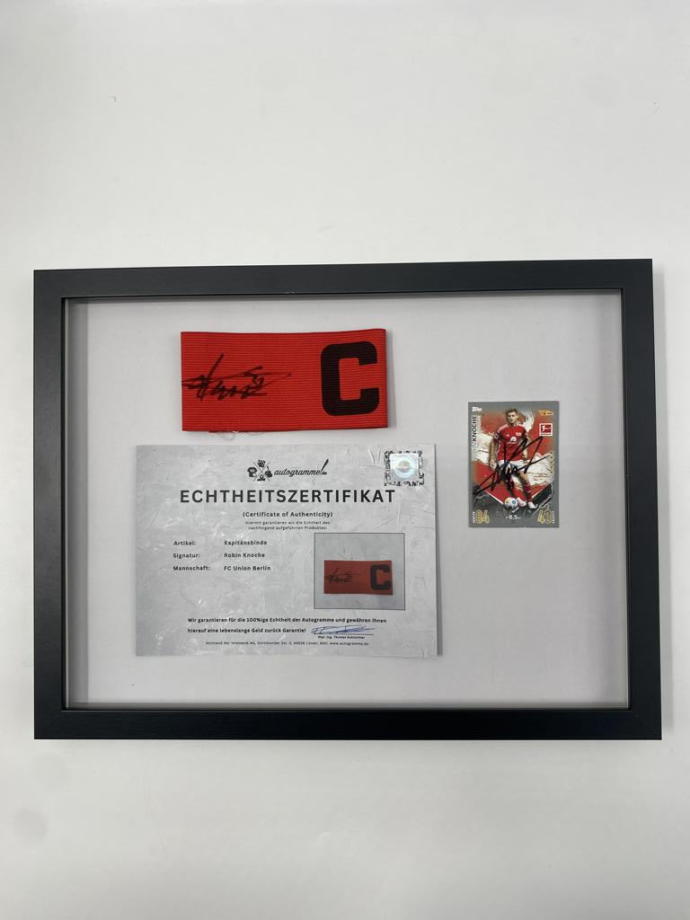 Kapitänsbinde Robin Knoche signiert im Rahmen FC Union Berlin Autogramm COA