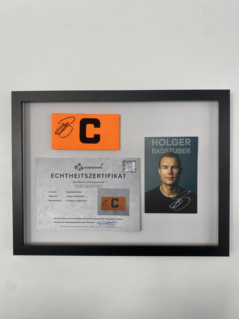Kapitänsbinde Holger Badstuber signiert im Rahmen Bayern München Fußball COA