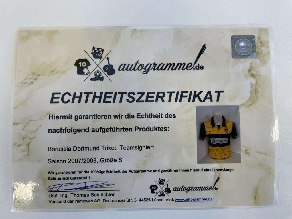 BVB Trikot 2007/2008 Teamsigniert Borussia Dortmund COA Neu Nike S