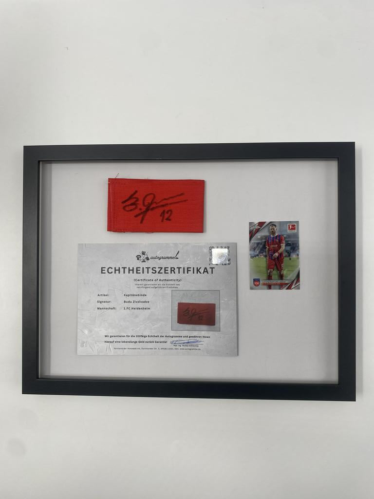 Kapitänsbinde Budu Zivzivadze signiert im Rahmen Fc Heidenheim Autogramm