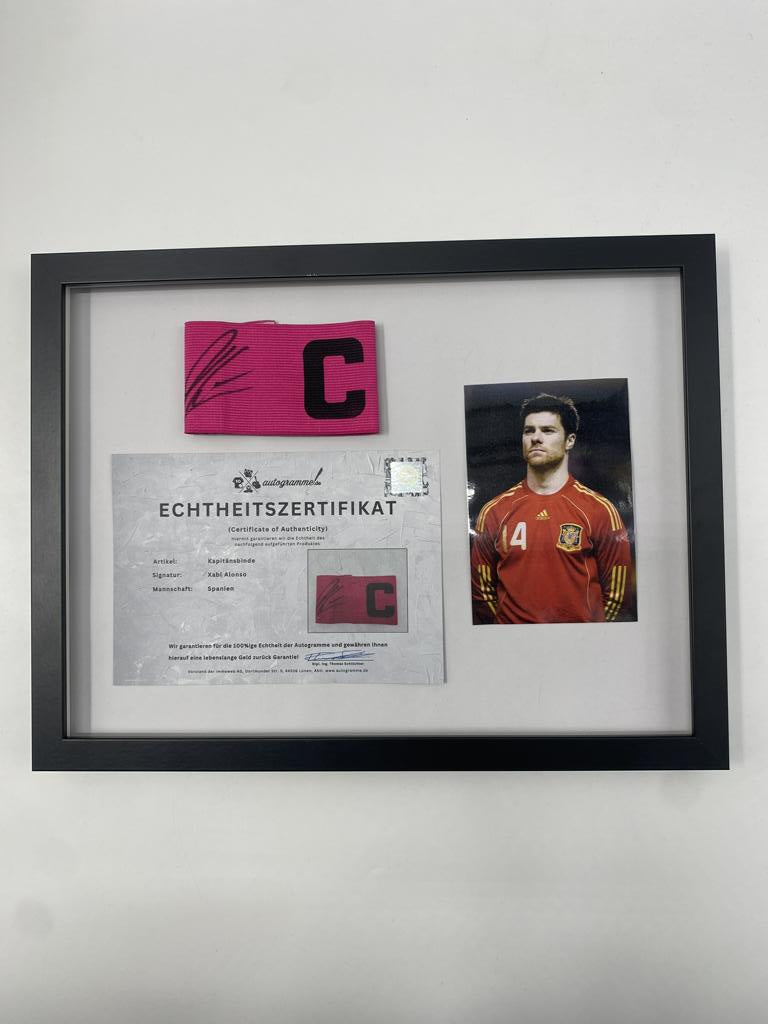 Kapitänsbinde Xabi Alonso signiert im Rahmen Spanien Autogramm COA