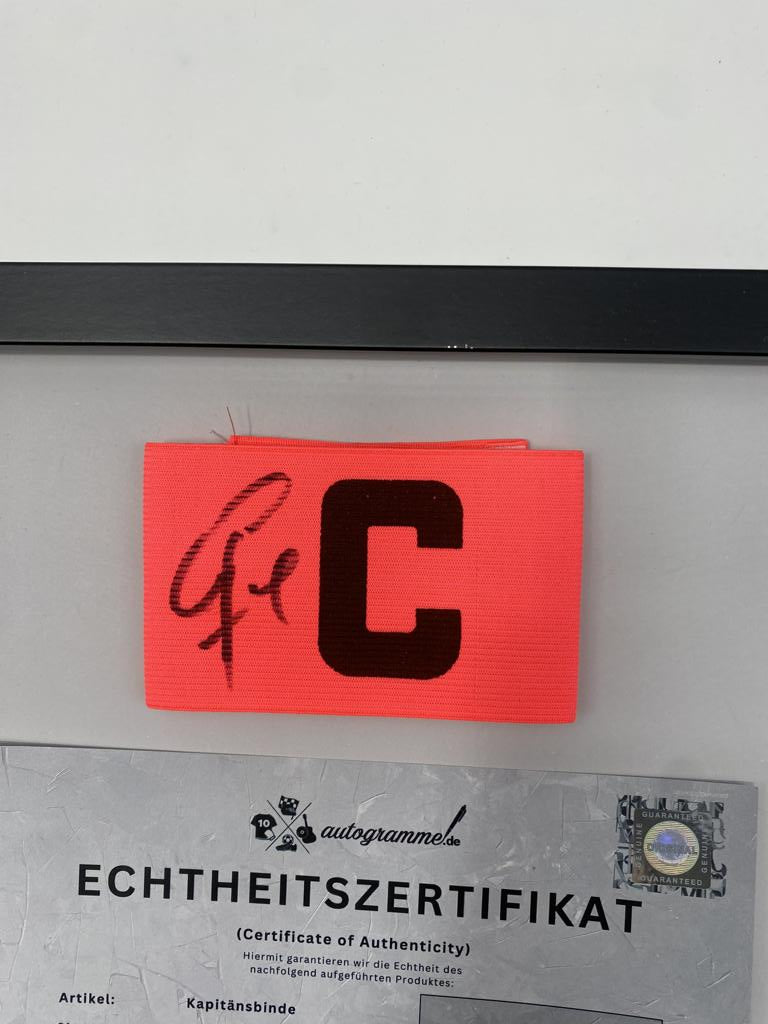 Kapitänsbinde Stefan Effenberg signiert im Rahmen Bayern München Fußball COA