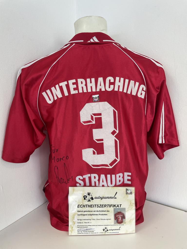 SpVgg Unterhaching Trikot Oliver Straube signiert + Widmung Fußball Bundesliga Adidas S