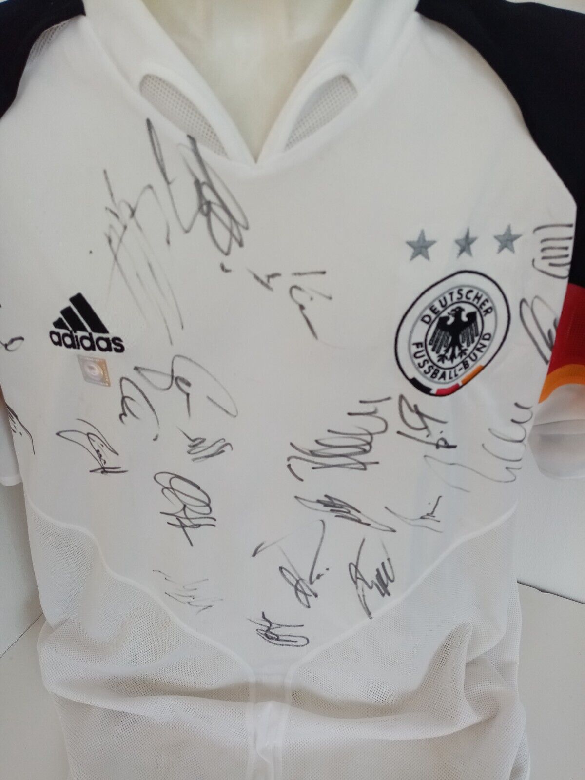 Deutschland Trikot EM 2004 Teamsigniert DFB Fußball Autogramm Adidas COA Euro XL