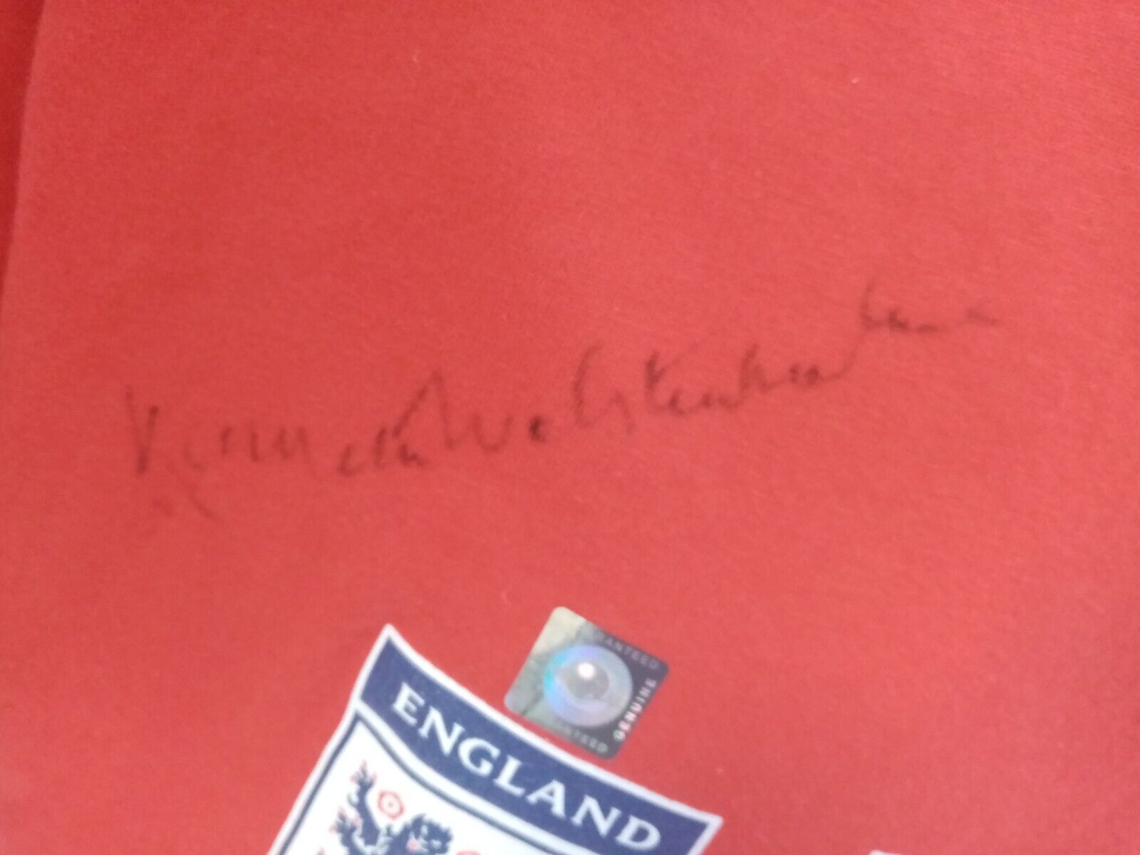 England Shirt World Cup 1966 Geoff Hurst + Kenneth Woltenholme signed Wembley Coa L