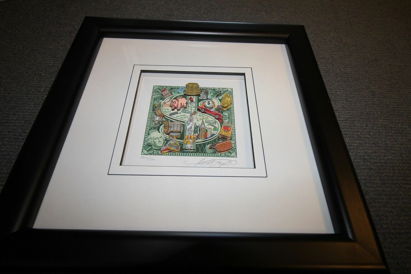 Charles Fazzino "Ka Ching" "Dollar" limitiert, signiert 3D Kunstdruck