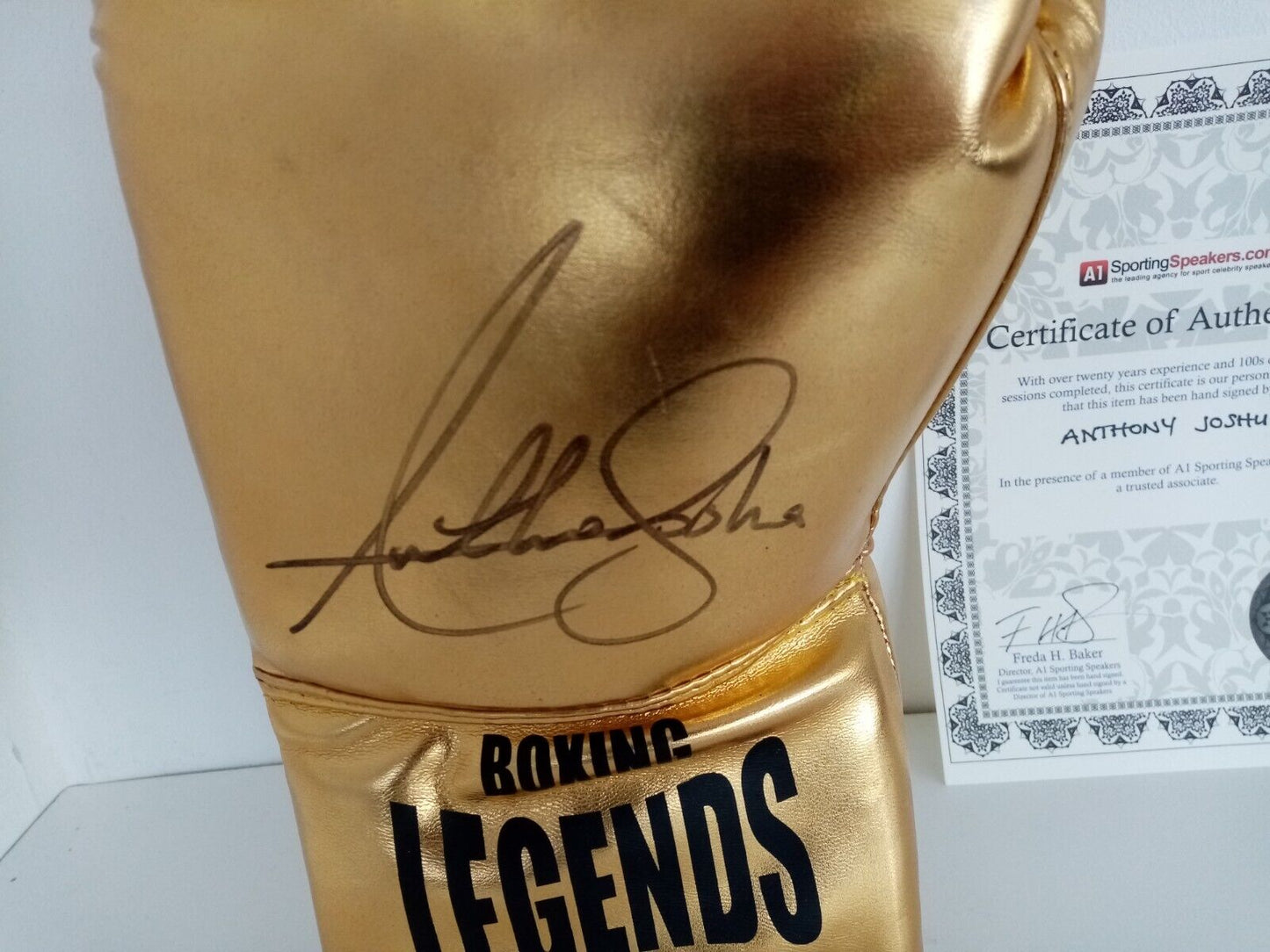 Boxhandschuh Anthony Joshua signiert Unterschrift Autogramm Boxen England COA