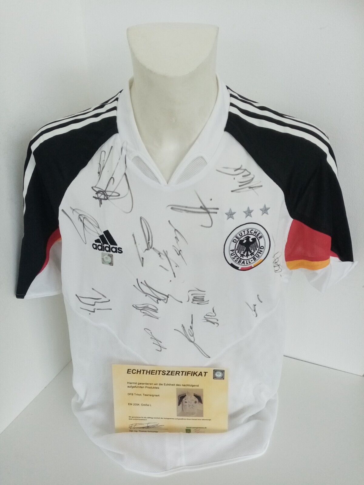 Deutschland Trikot EM 2004 Teamsigniert DFB Fußball Autogramm Euro Adidas Neu L