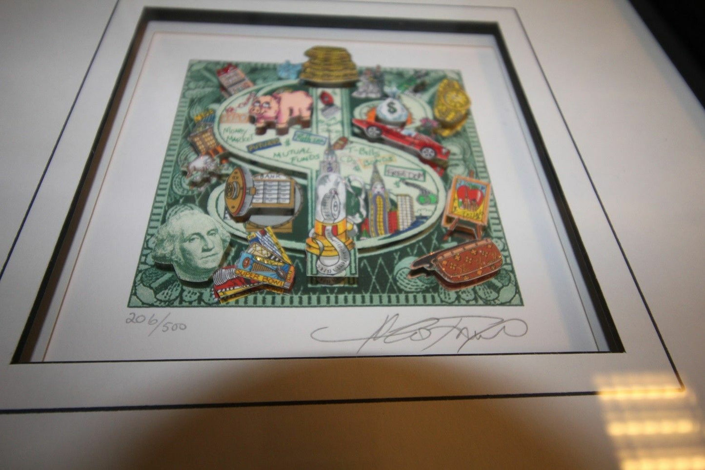 Charles Fazzino "Ka Ching" "Dollar" limitiert, signiert 3D Kunstdruck