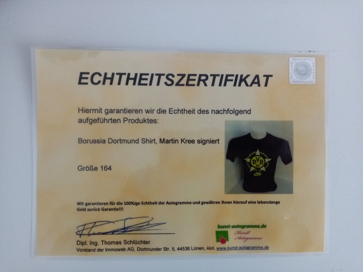 Borussia Dortmund Shirt Martin Kree signed BVB football autograph Nike Coa 164