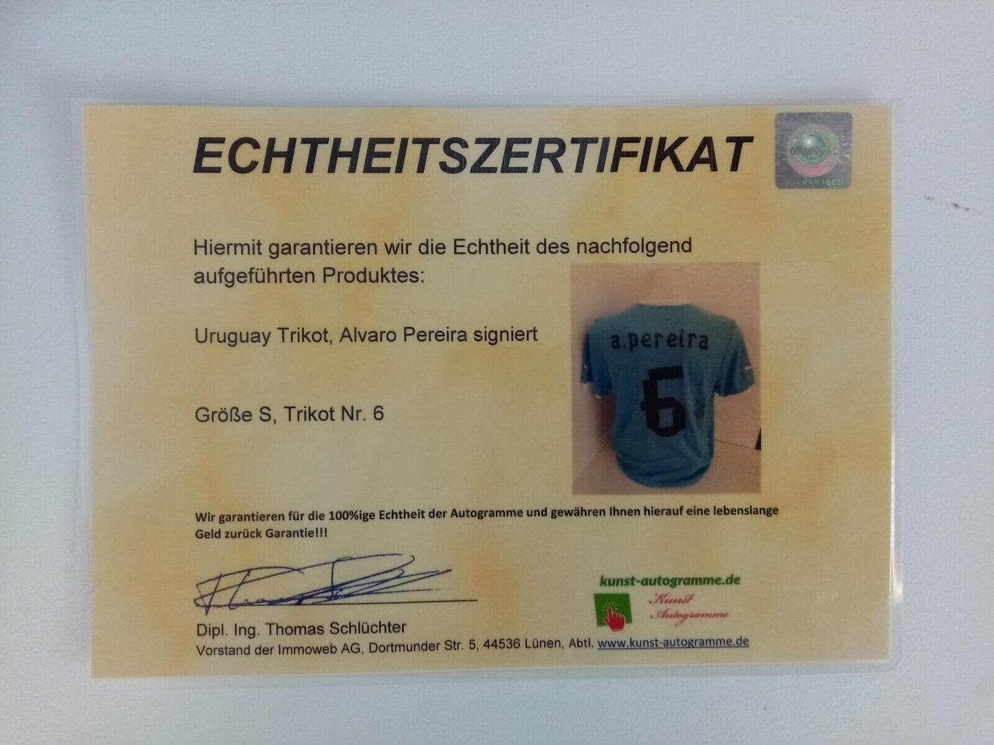 Uruguay Trikot Pereira signiert Puma Autogramm Unterschrift Fußball Neu COA S