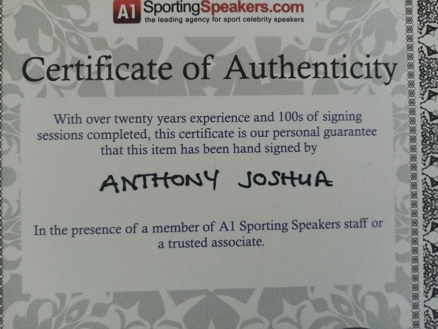 Boxhandschuh Anthony Joshua signiert Unterschrift Autogramm Boxen England COA