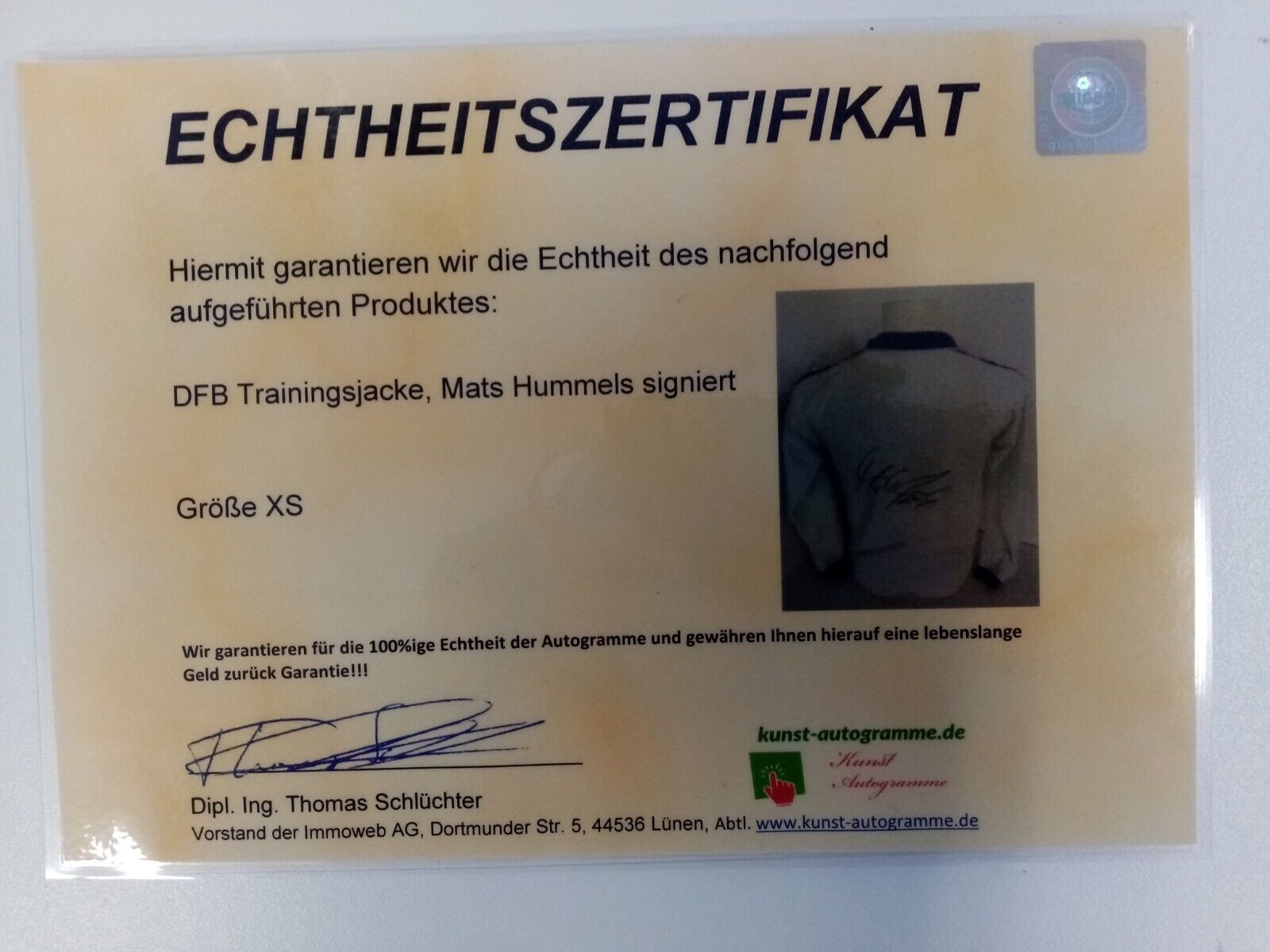 DFB training jacket Mats Hummels signed Germany BVB Dortmund Coa Jacket XS