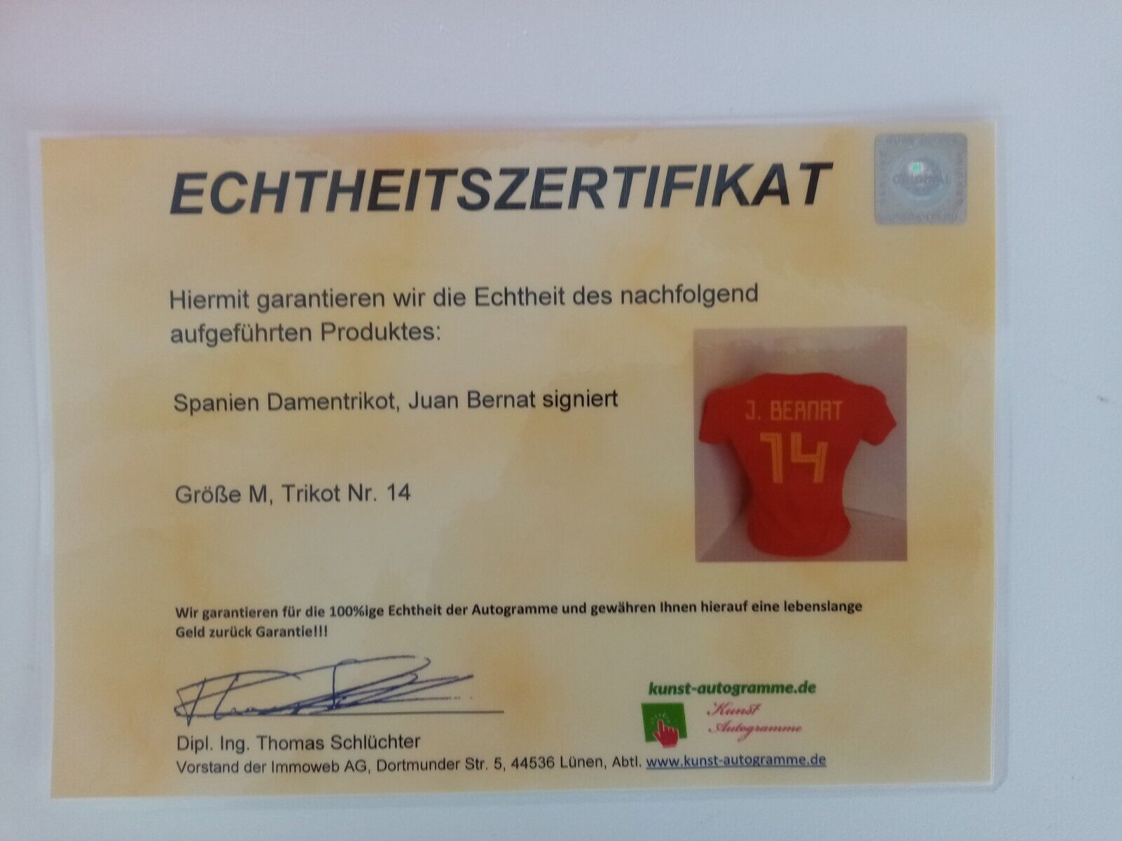 Spanien Damen Trikot Juan Bernat signiert Autogramm Fußball Adidas Neu Espana M