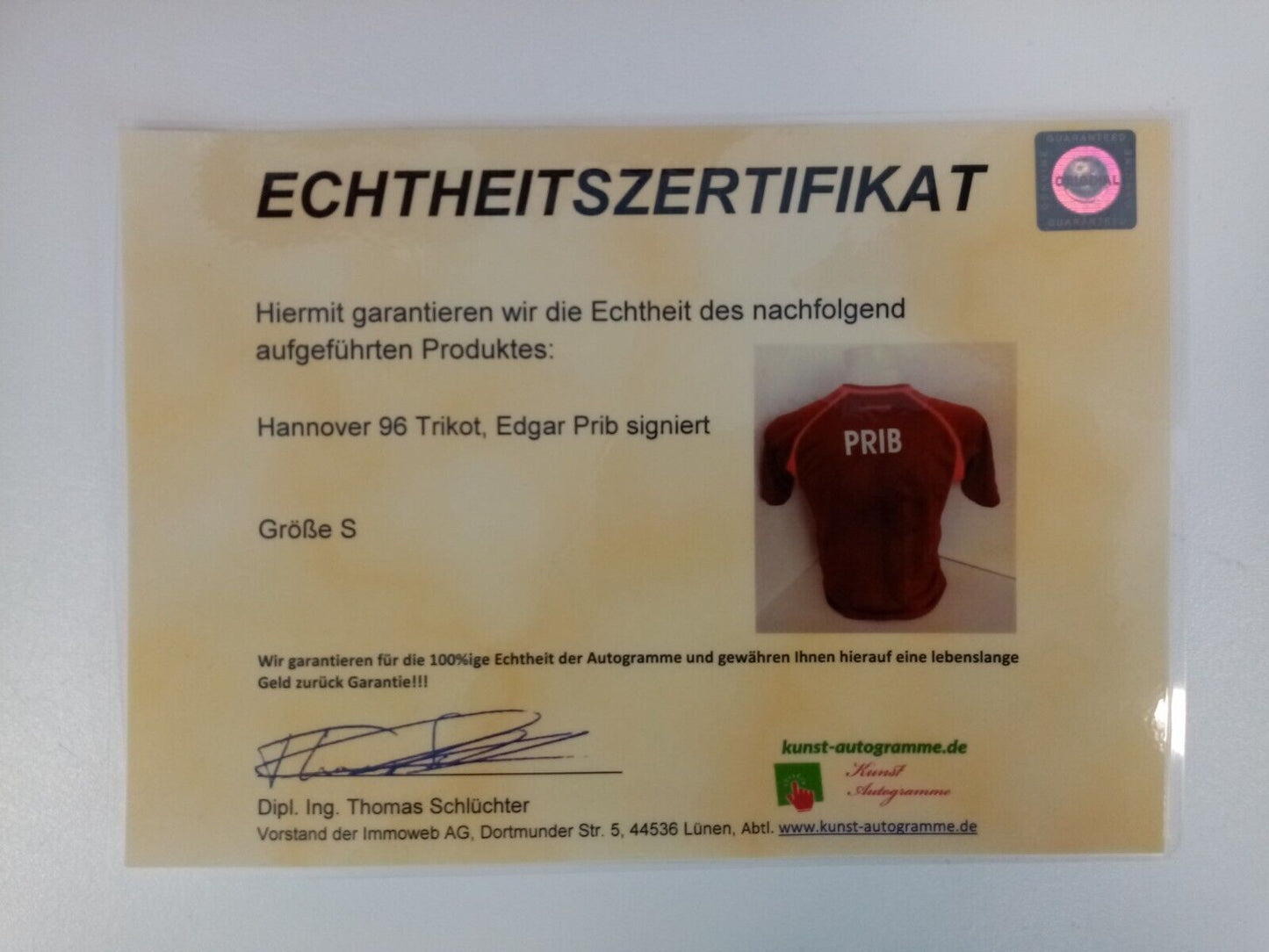 Hannover 96 Trikot Edgar Prib signiert  + Widmung Autogramm Bundesliga Fußball S