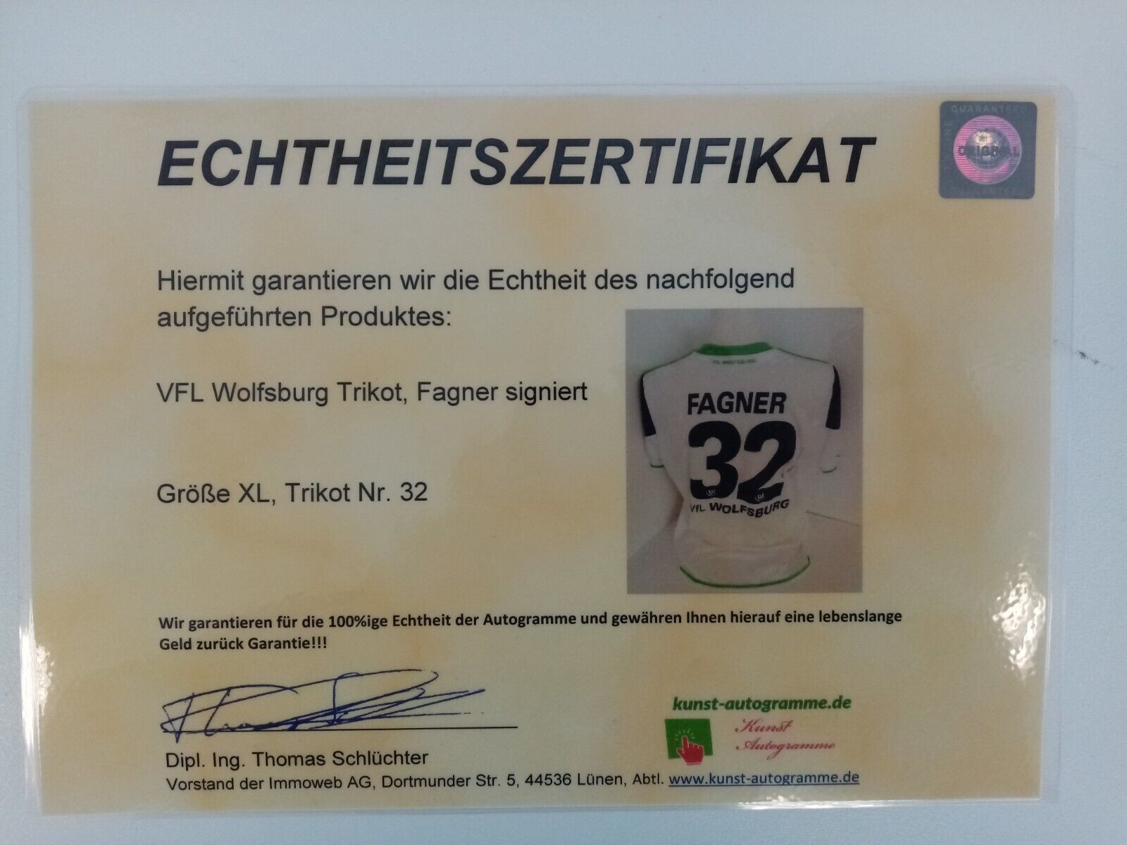 VFL Wolfsburg Trikot Fagner signiert Autogramm Bundesliga Fußball Adidas XL