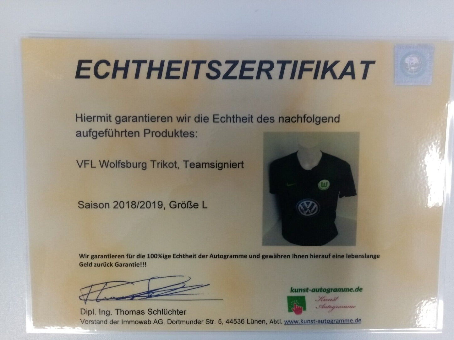 VFL Wolfsburg Trikot 2018/2019 Teamsigniert Autogramm Fußball Bundesliga Nike L