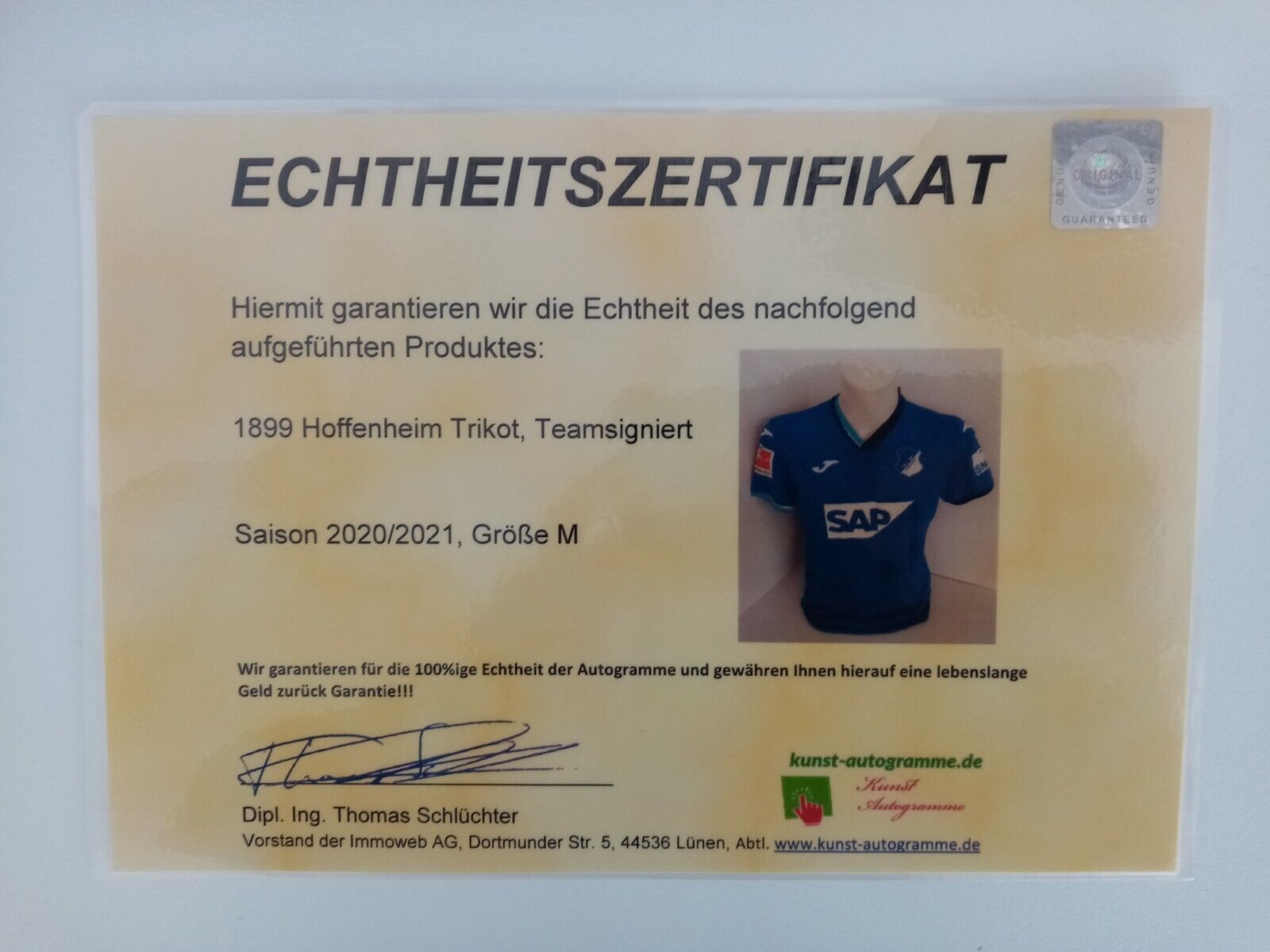1899 Hoffenheim Trikot 20/21 Teamsigniert Autogramm Fußball Bundesliga Joma M