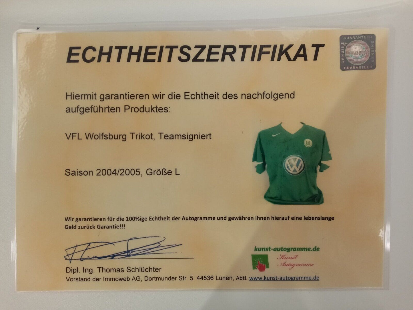 VFL Wolfsburg Trikot 2004/2005 Teamsigniert Autogramm Fußball Bundesliga Nike L