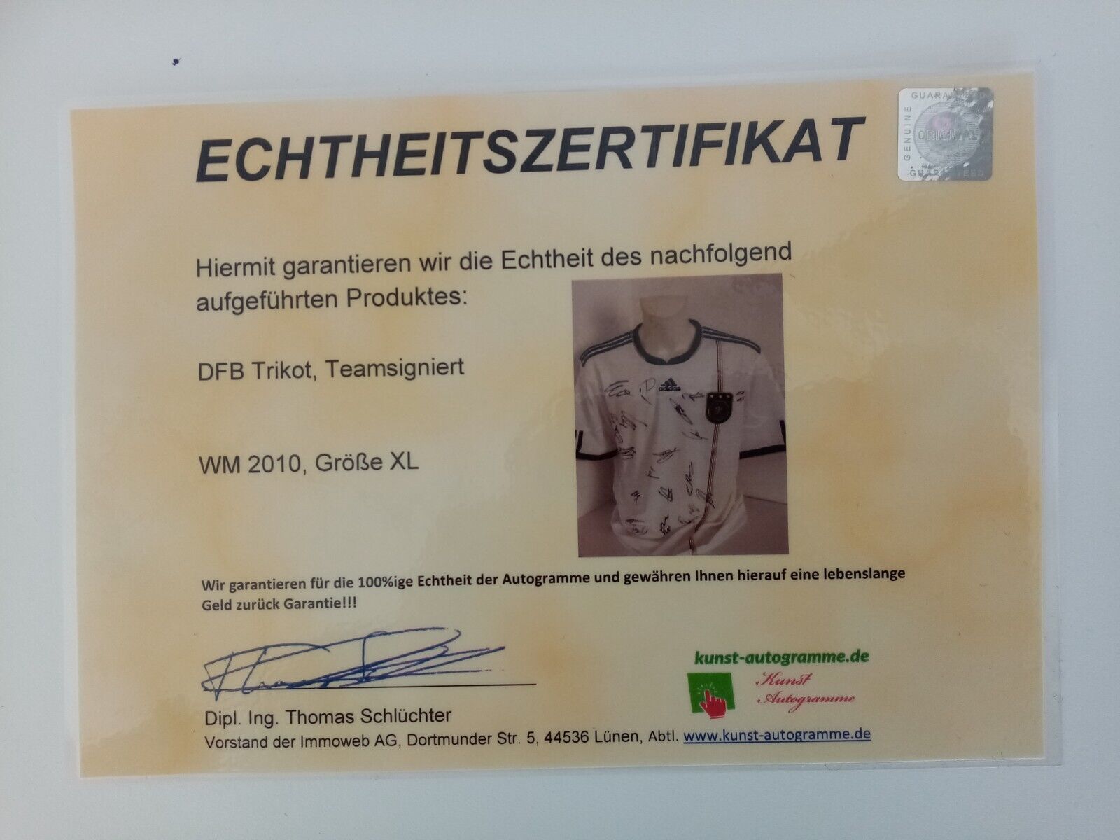Deutschland Trikot WM 2010 Teamsigniert DFB Fußball Autogramm Adidas Neu XL